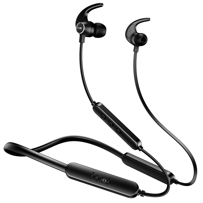 Black boAt Rockerz 255 Pro Plus wireless neckband earphones